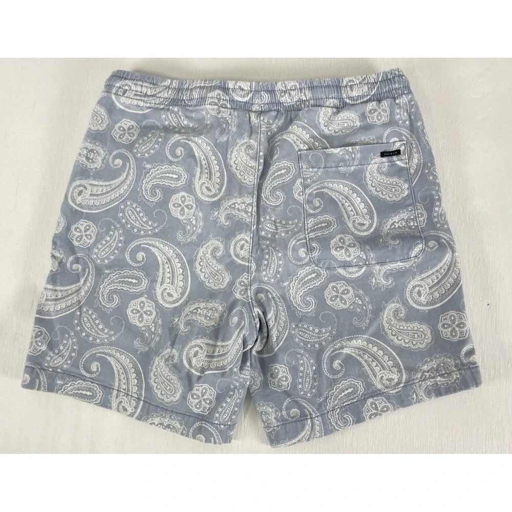 PacSun Men's Paisley Volley Shorts Blue Elastic Waist Drawstring Size S - Picture 6 of 13